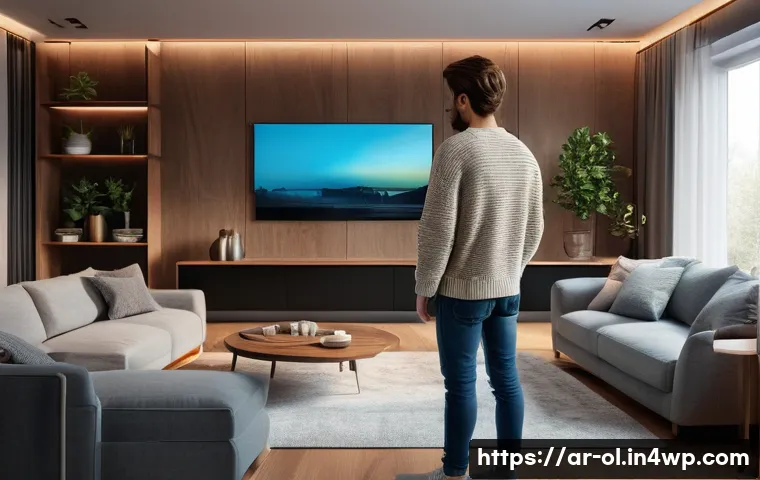 생태적 인터페이스의 사용자 인터뷰 기법 - **Prompt 1: Seamless Gesture-Controlled Smart Home**
"A cozy, modern living room at dusk. A youn...